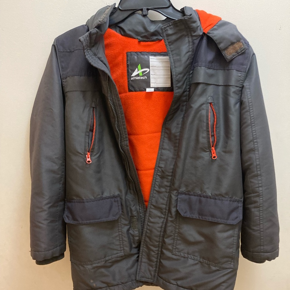Boys Orange and Gray Winter Coat